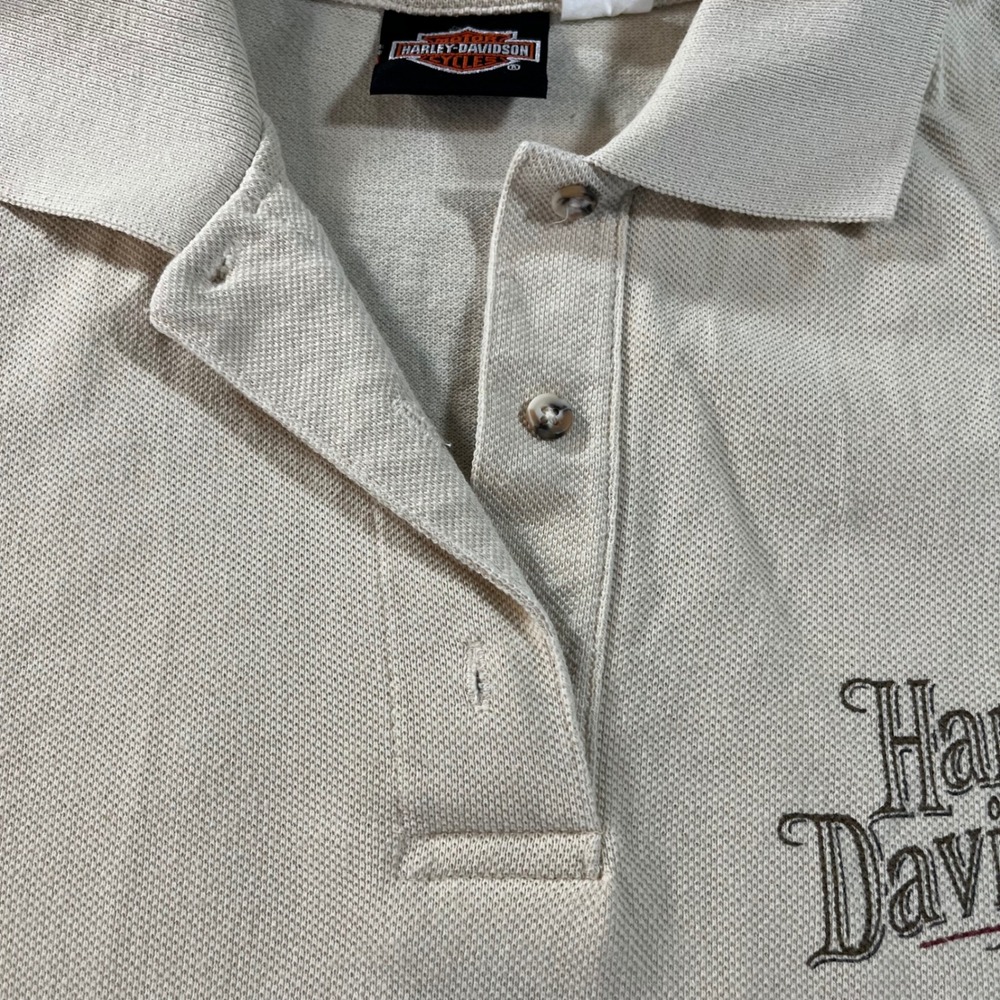 VTG Harley Davidson Sleeveless Polo Shirt Tan Shenandoah Virginia Women L Cotton - Picture 4 of 8